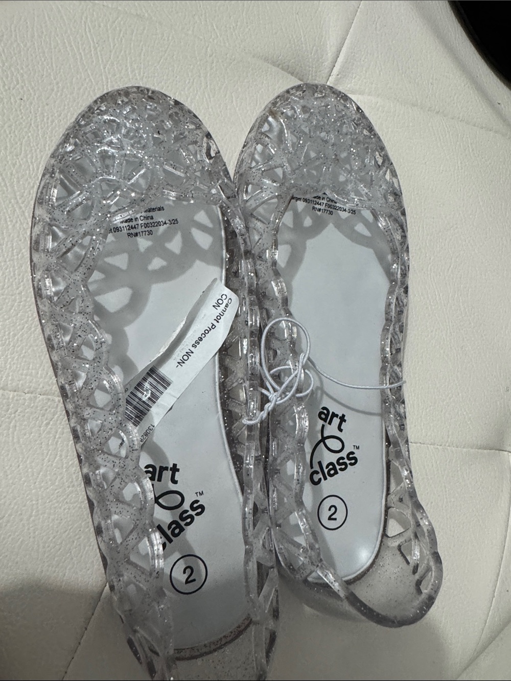 art class Clear Glitter Jelly Flats - Silver Sparkle